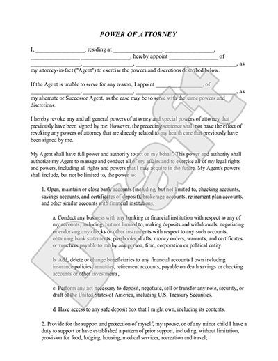 Power of Attorney Form & POA Template