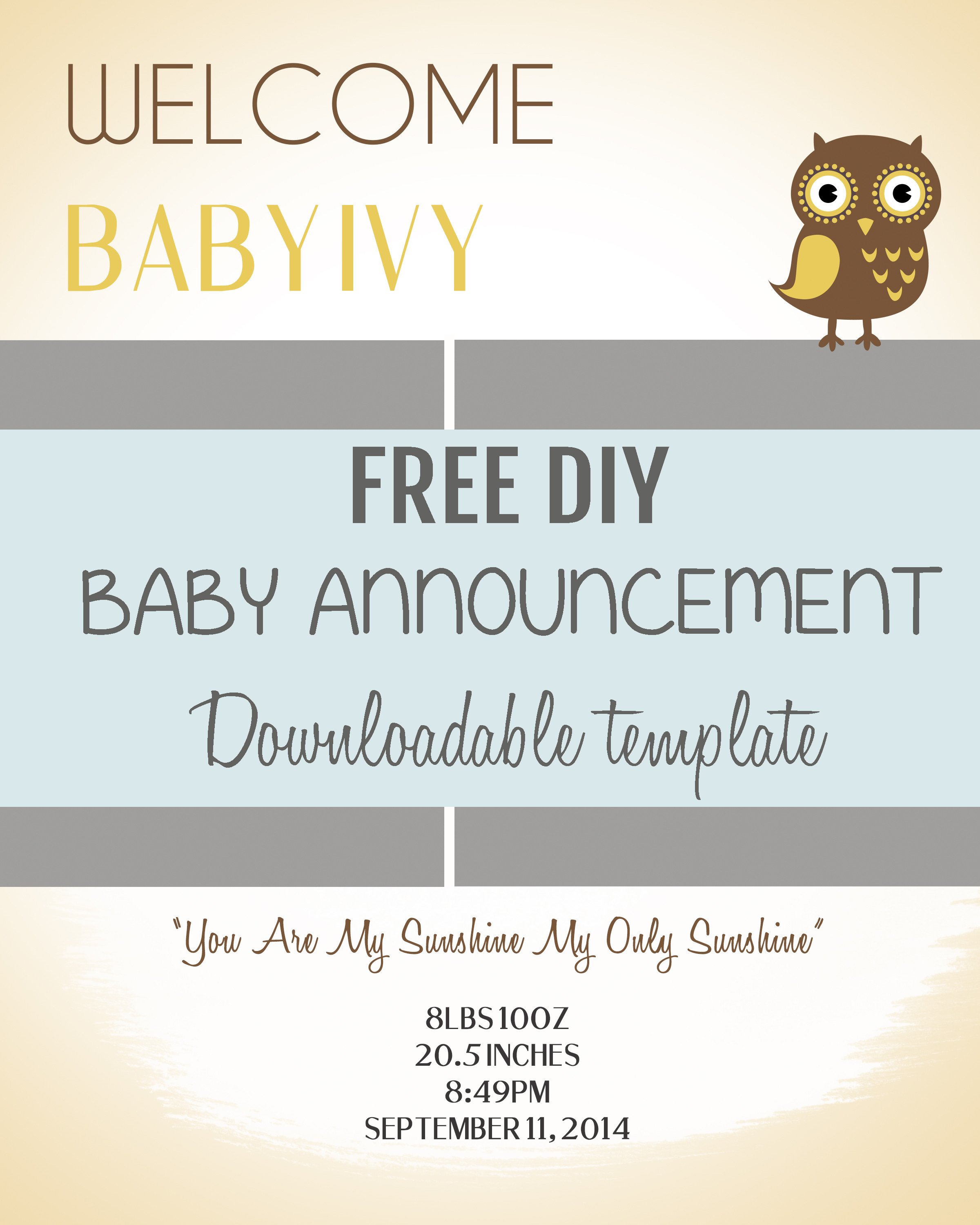 DIY Baby Announcement Template Free PSD Download