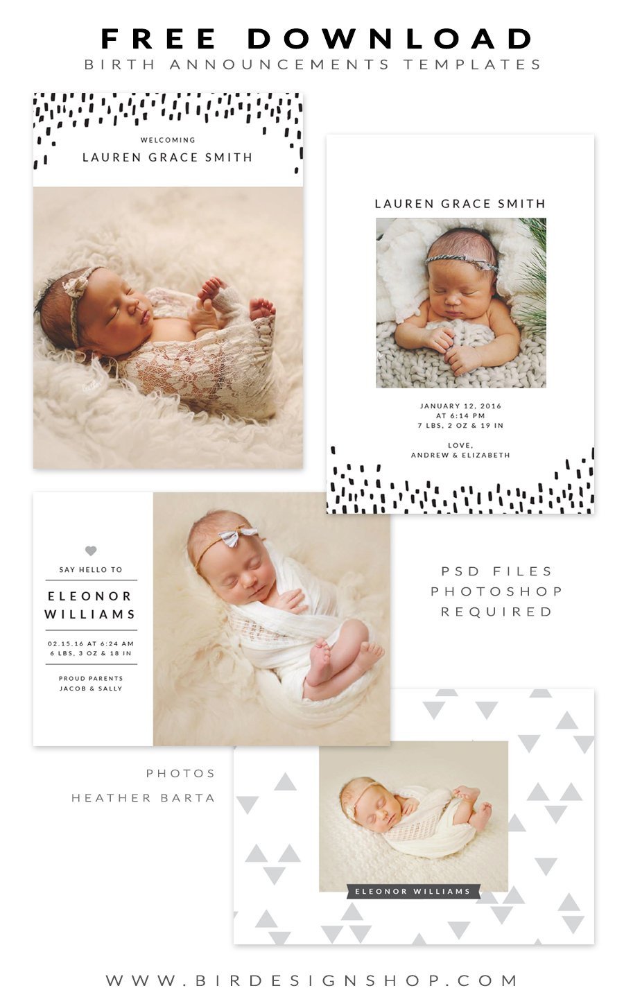 FREE Birth Announcements templates January freebie