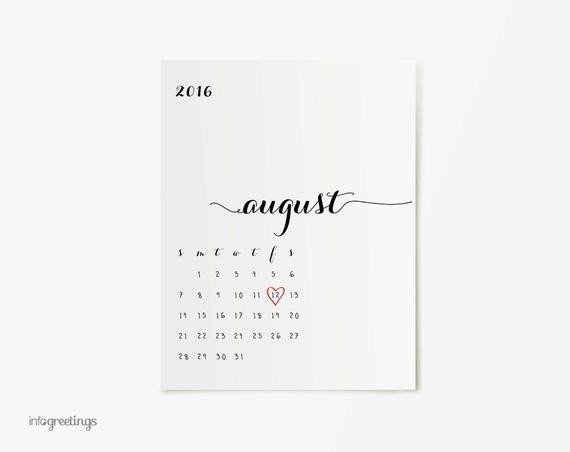 Pregnancy Announcement Calendar PRINTABLE with Heart CUSTOM