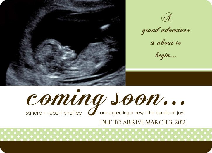 Pregnancy Announcement Cards Green Sonogram Pregnancy