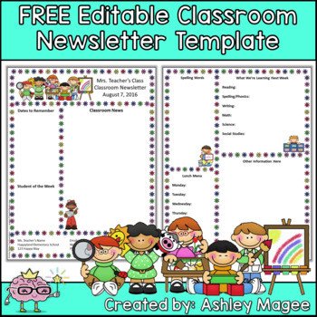Free Editable Teacher Newsletter Template by Mrs Magee