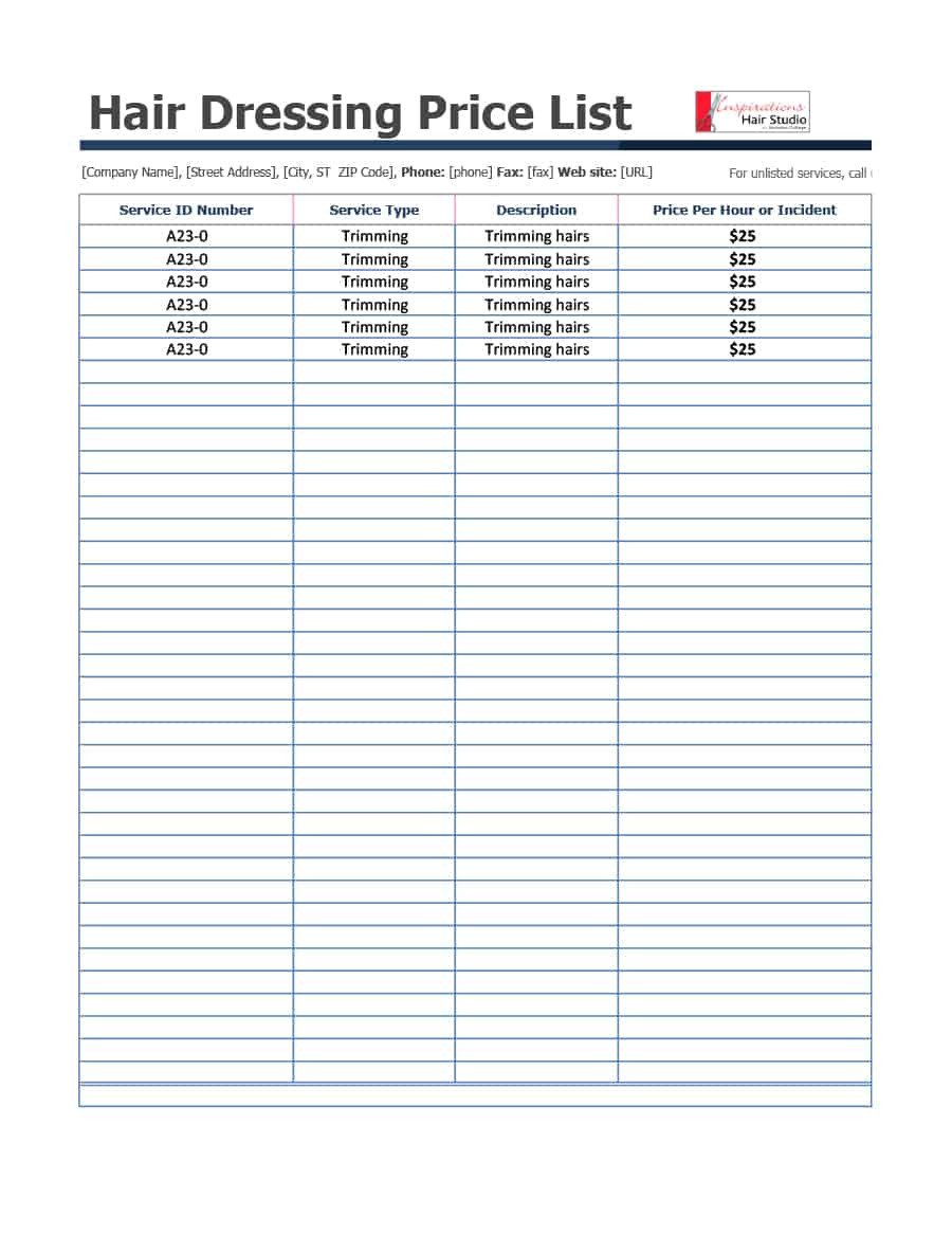 40 FREE Price List Templates Price Sheet Templates