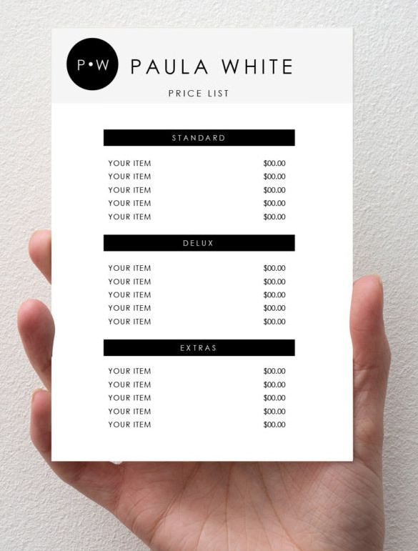 Price List Template – 19 Free Word Excel PDF PSD