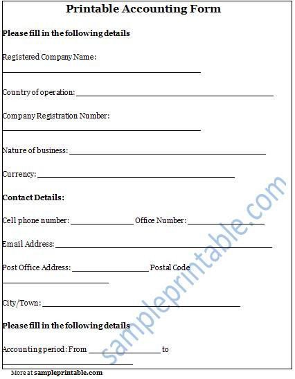 Accounting Form Printable Accounting Form