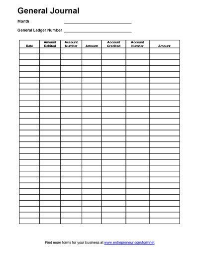 General Journal Accounting Form