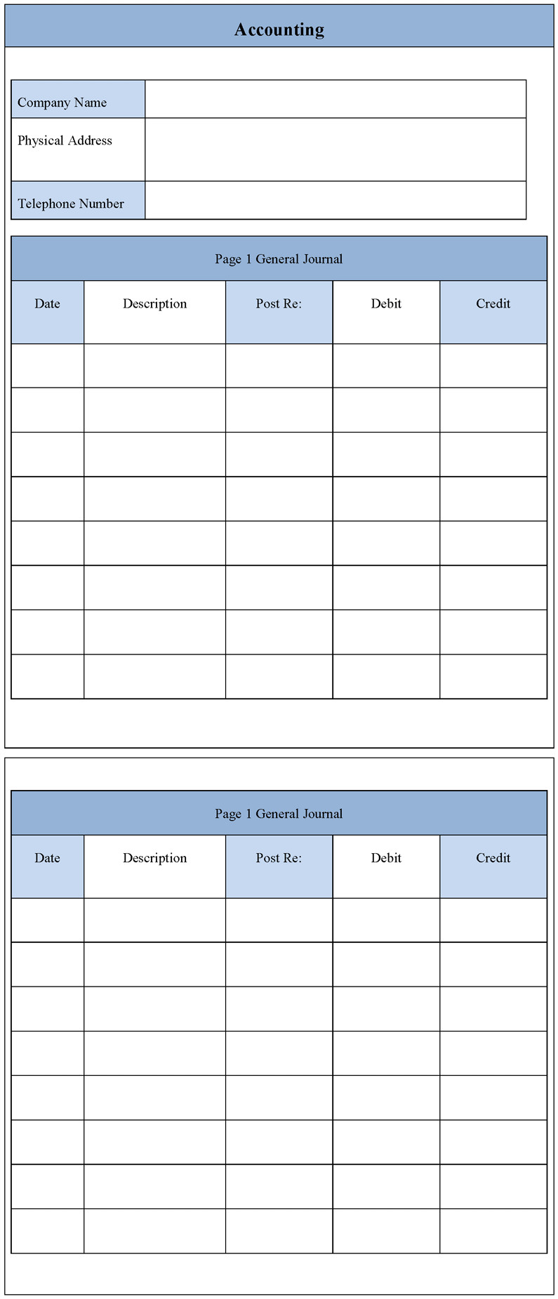 Printable Blank Accounting Form Sample Printable Blank