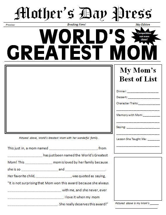 Free printable Mother s Day Newspaper Template