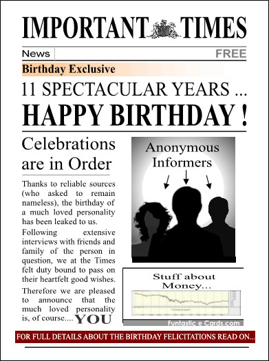 Funny Happy Birthday Newspaper