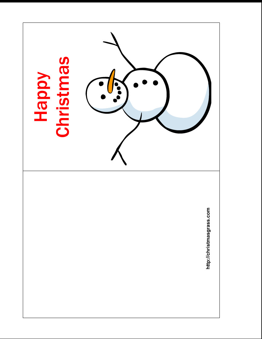 Free Printable Happy Christmas Card with Snowman