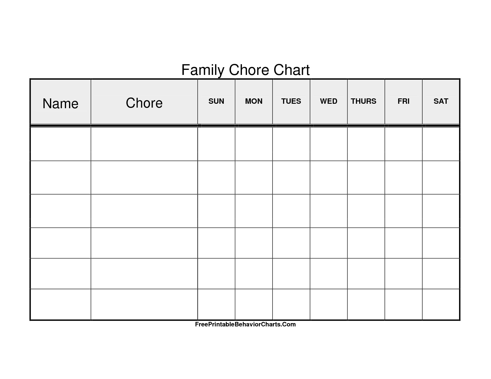 Chore Family Job Chart