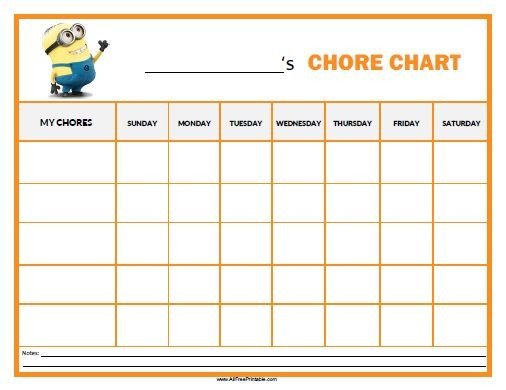 Free Printable Minions Chore Chart Parenting