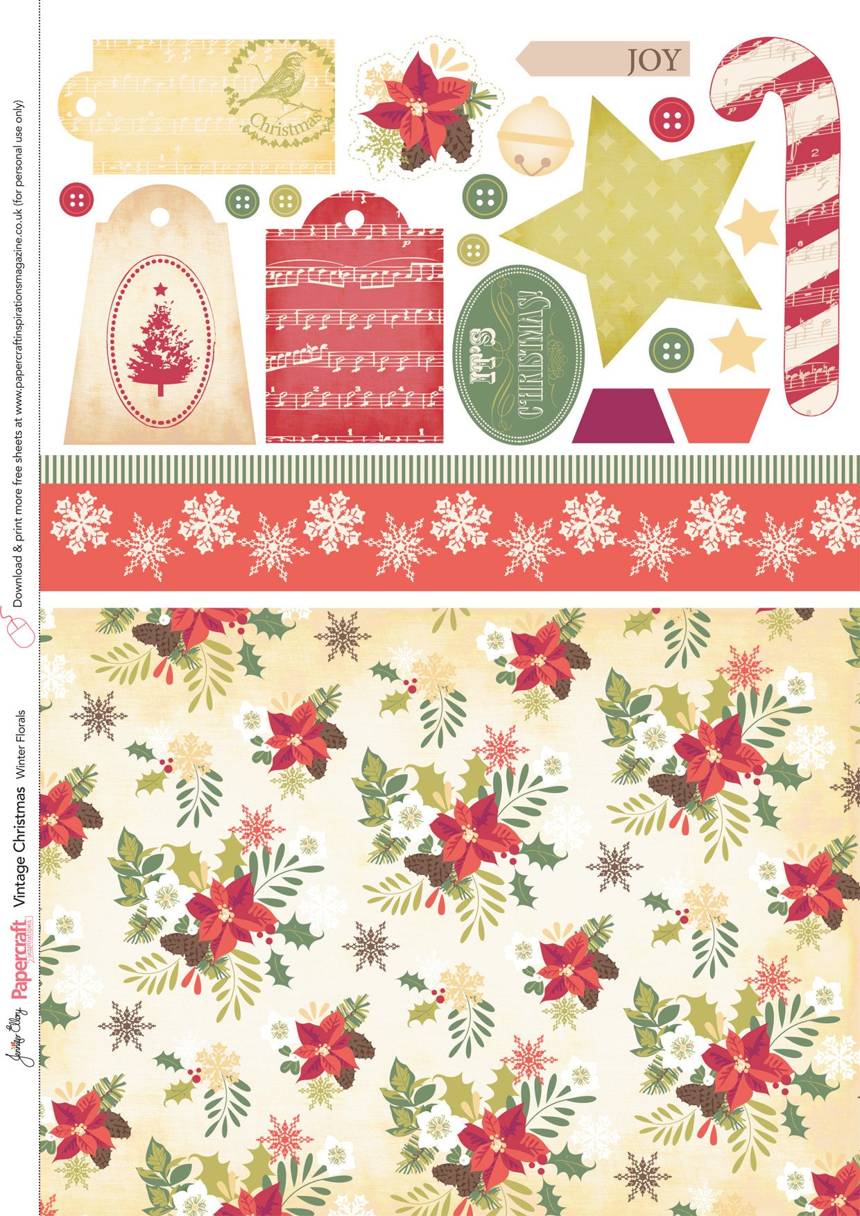 FREE Vintage Christmas papers from Papercraft Inspirations