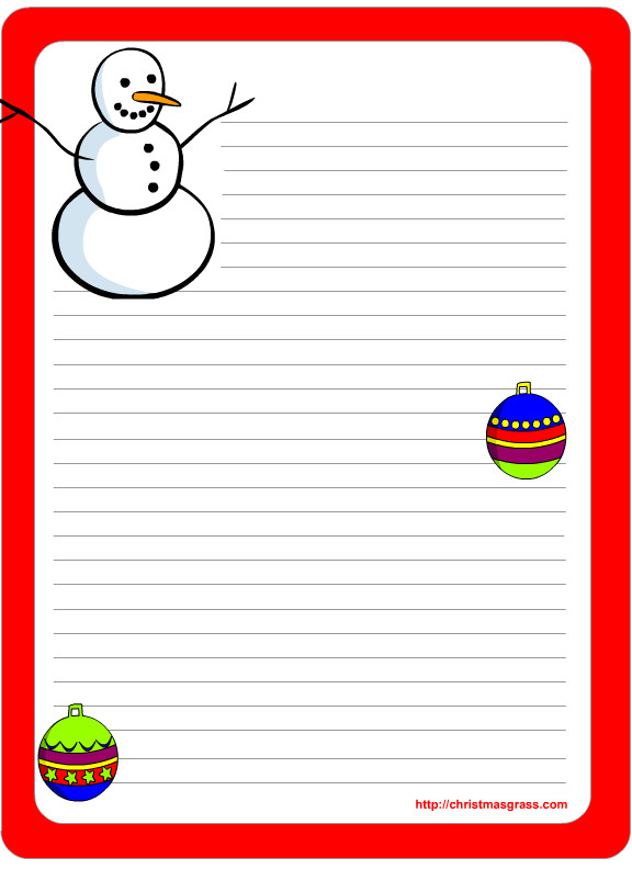 Free Printable Christmas Stationery with Gingerbread man