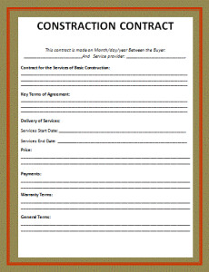Blank Construction Contract Template