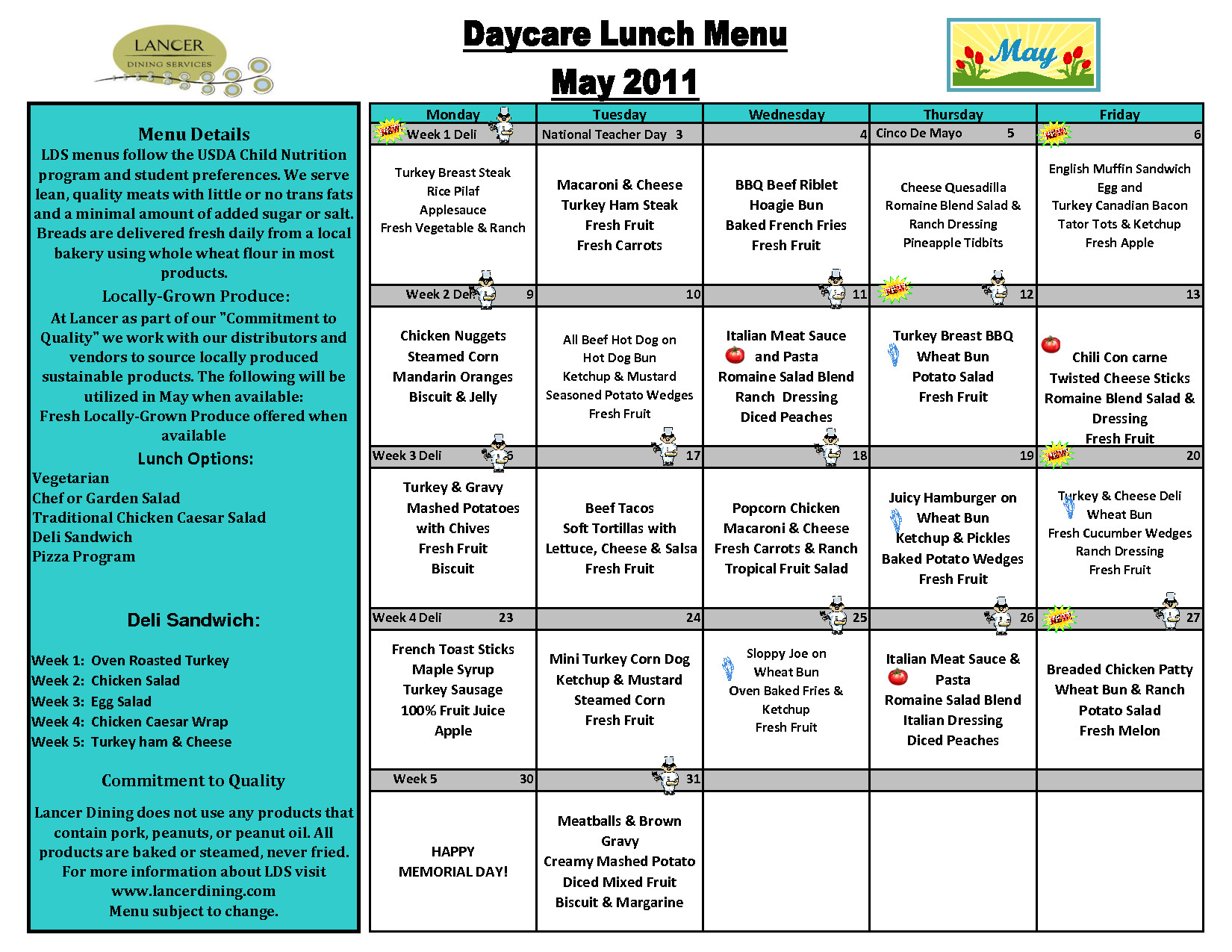 Day Care Lunch Menu Template Awesome lists