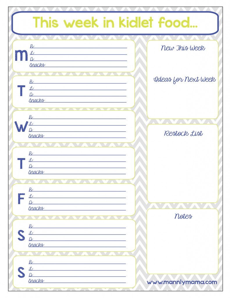 Infant Dinners Getting Organized Free Printables