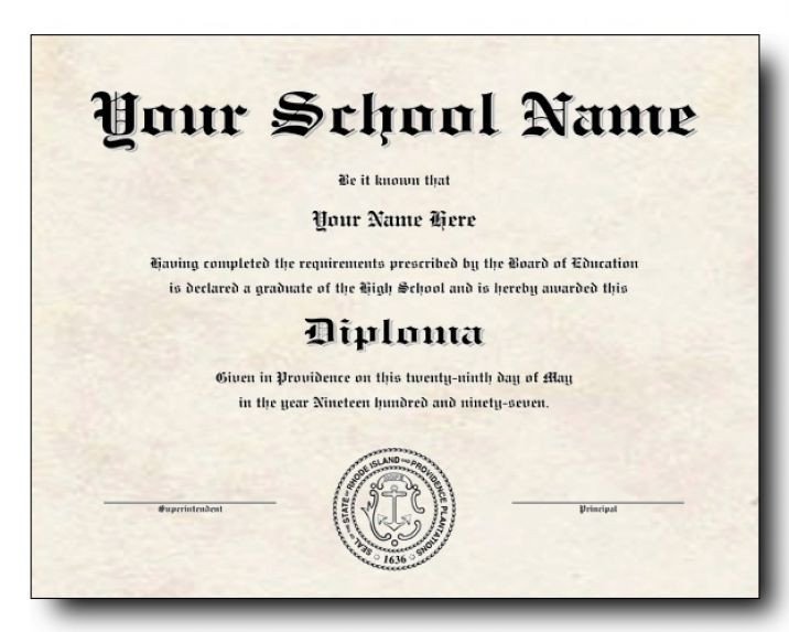 High School Diploma Template Printable Certificate