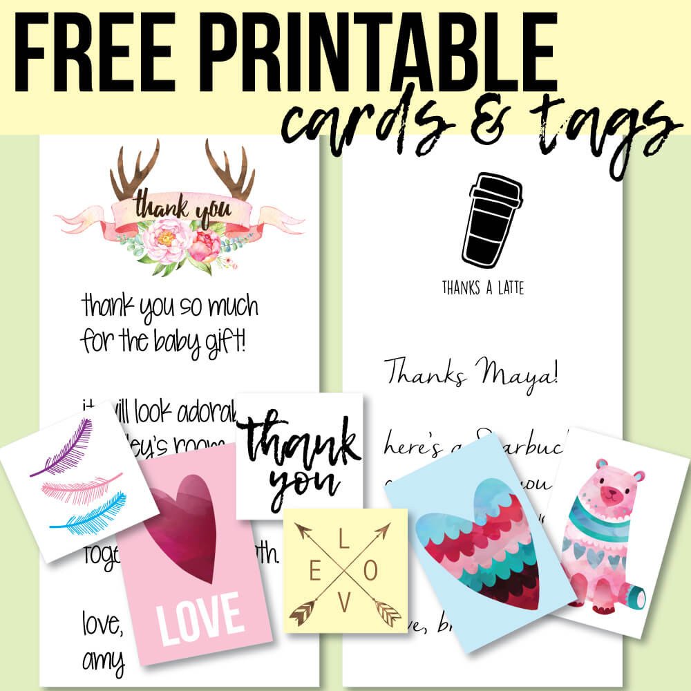 Free Printable Thank You Cards And Tags For Favors And Gifts