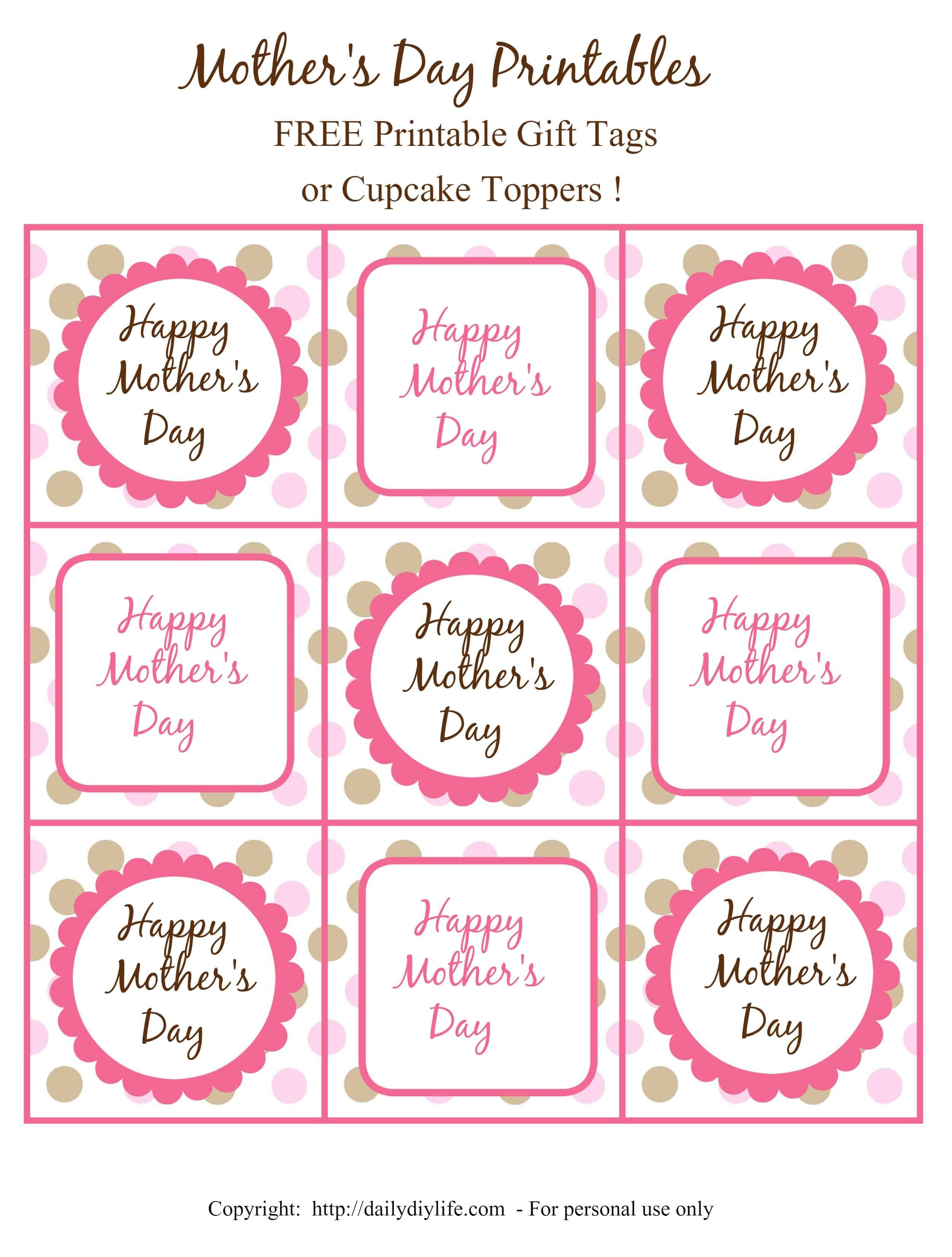 Mother s Day FREE Printable Gift Tags or Cupcake Toppers