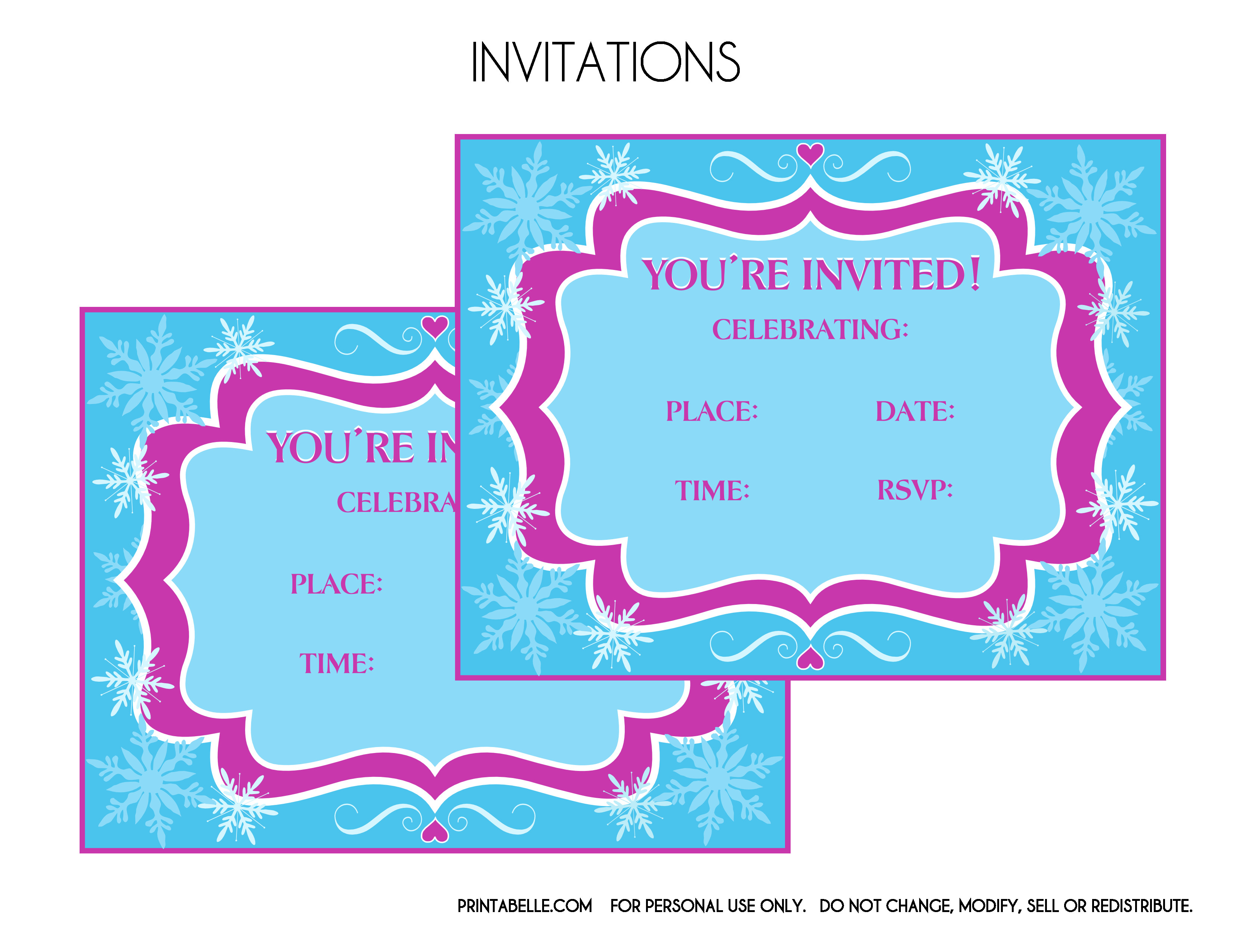 Free Frozen Party Printables from Printabelle