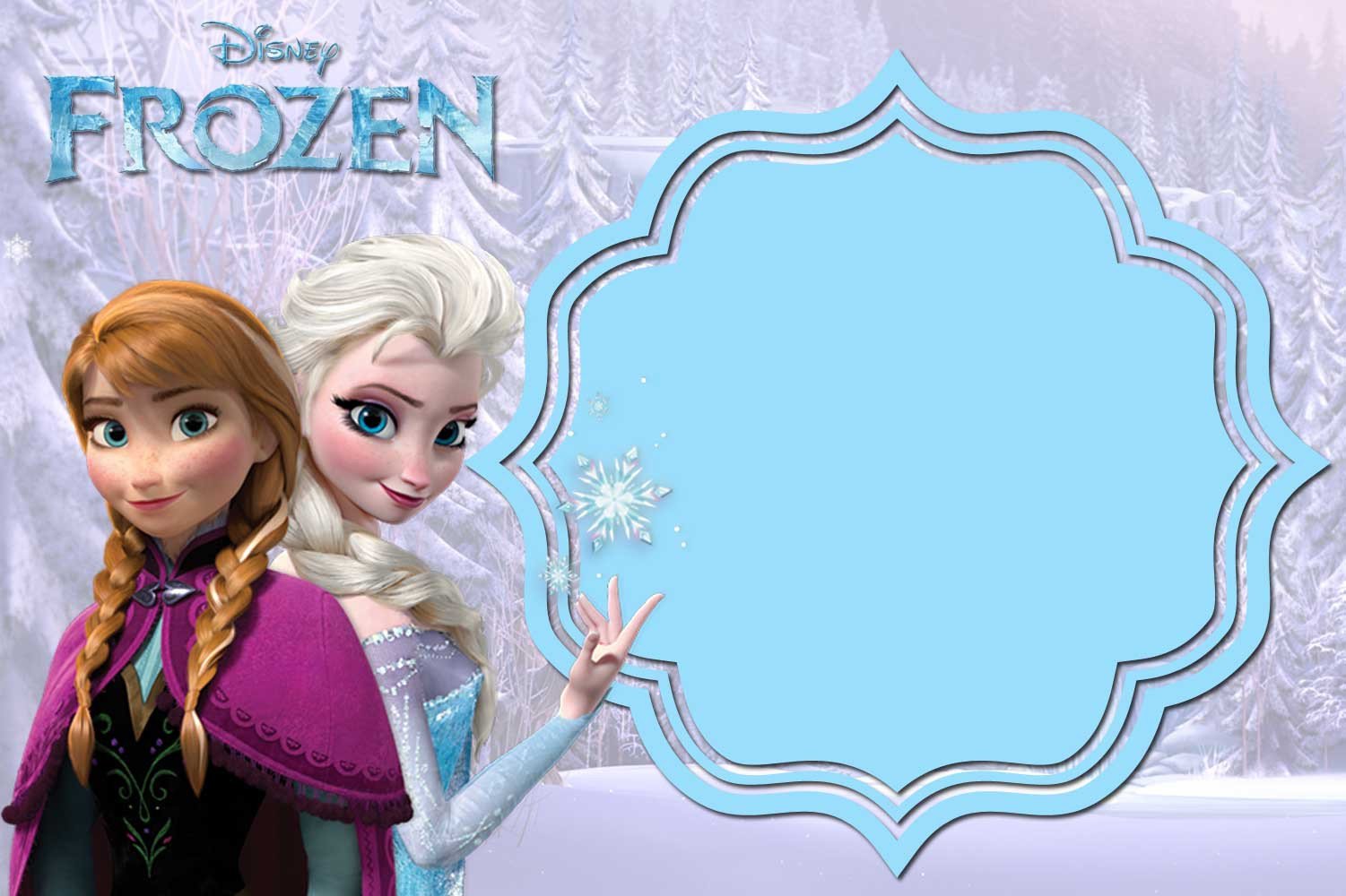 FREE Printable Frozen Anna and Elsa Invitation Templates