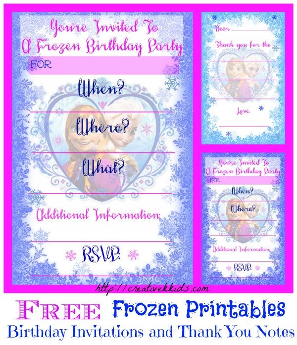 Frozen Birthday Party Invitation and Thank You Printable
