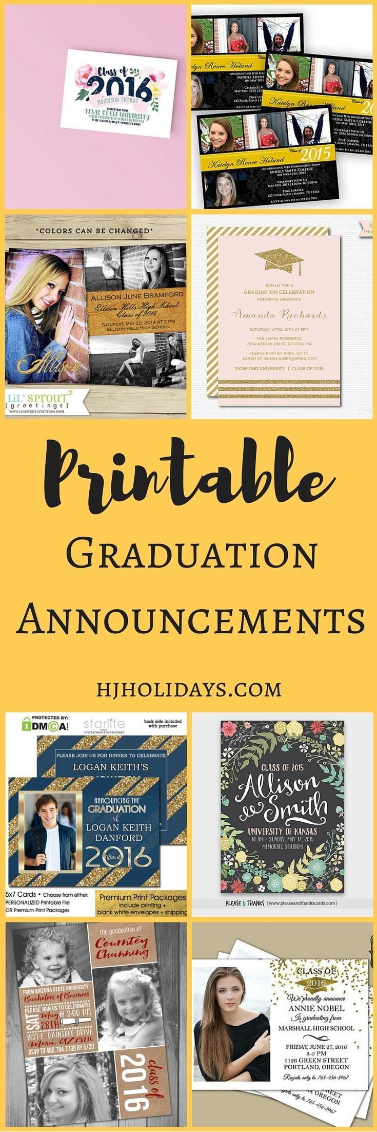 Printable Graduation Announcements and Cards