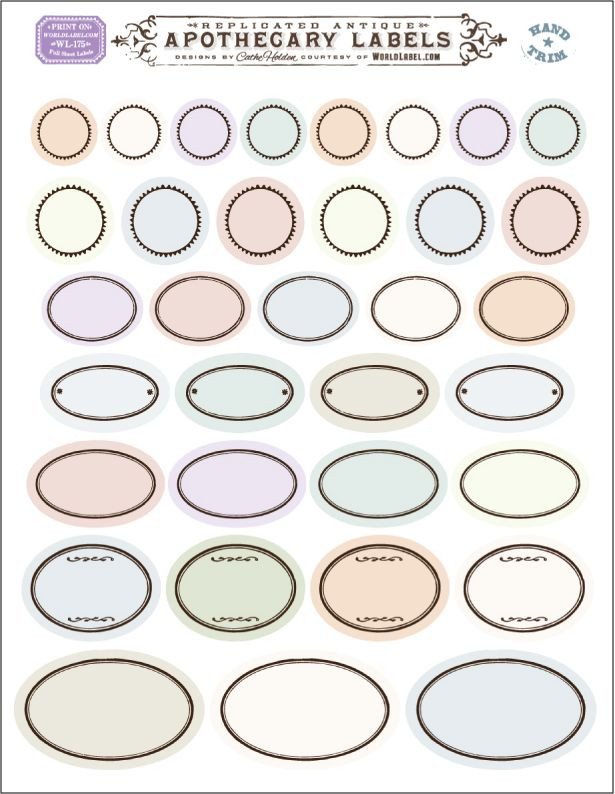 Free printable Vintage round and oval ornate blank labels
