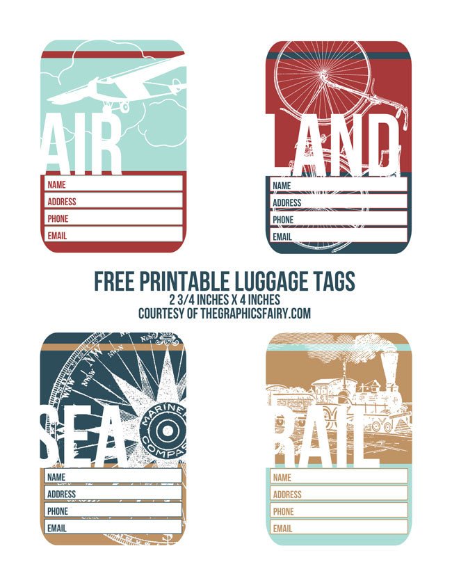 Cutest Printable Luggage Tags The Graphics Fairy