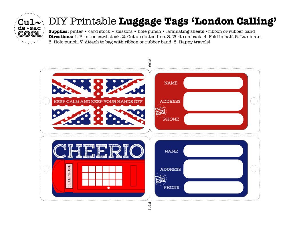 DIY Printable Luggage Tags ‘London Calling’
