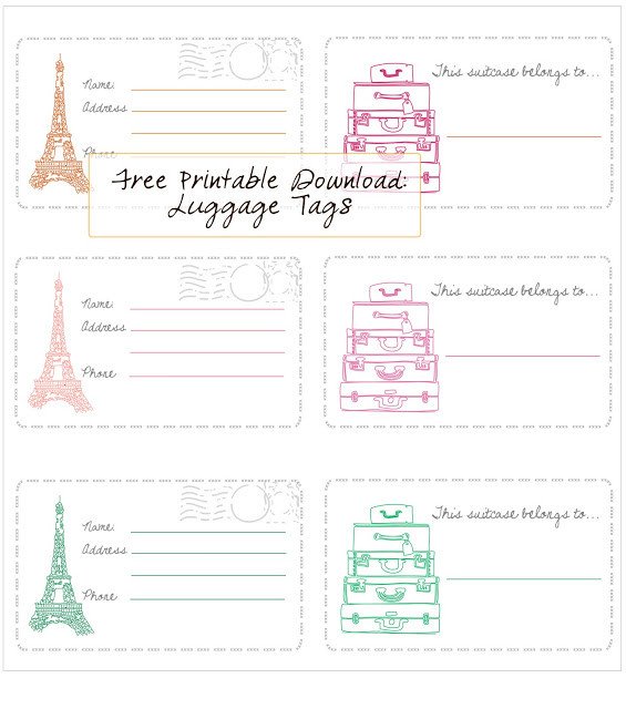 In Honor Design Free Printable Luggage Tags