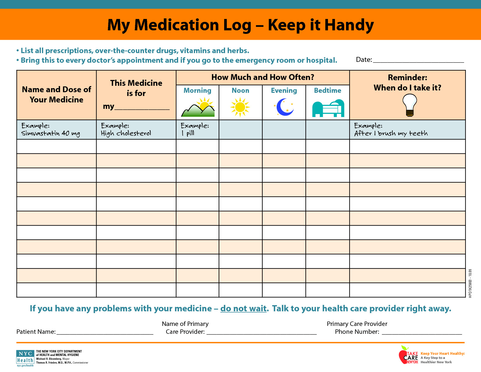 Daily Medication Schedule Template Printables