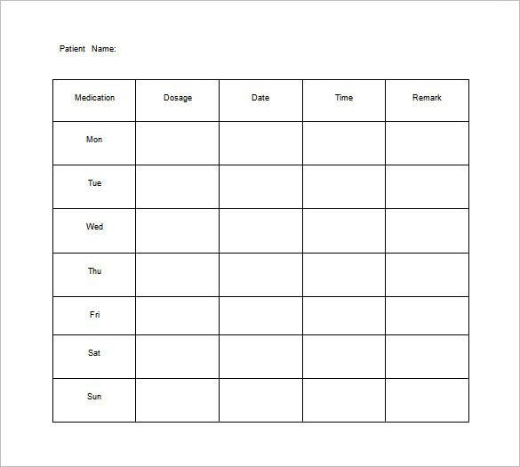 Medication Chart Template – 11 Free Sample Example