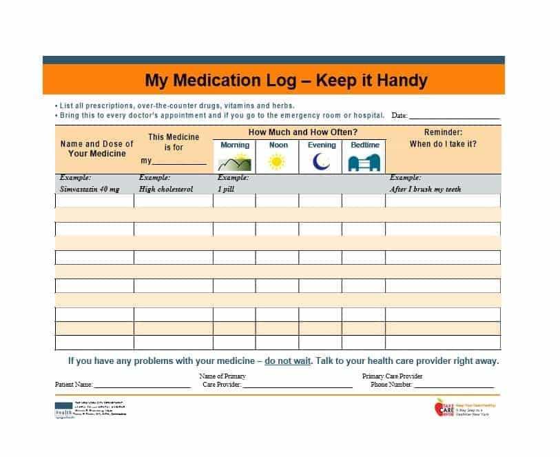58 Medication List Templates for any Patient [Word Excel