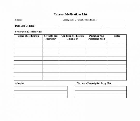 58 Medication List Templates for any Patient [Word Excel