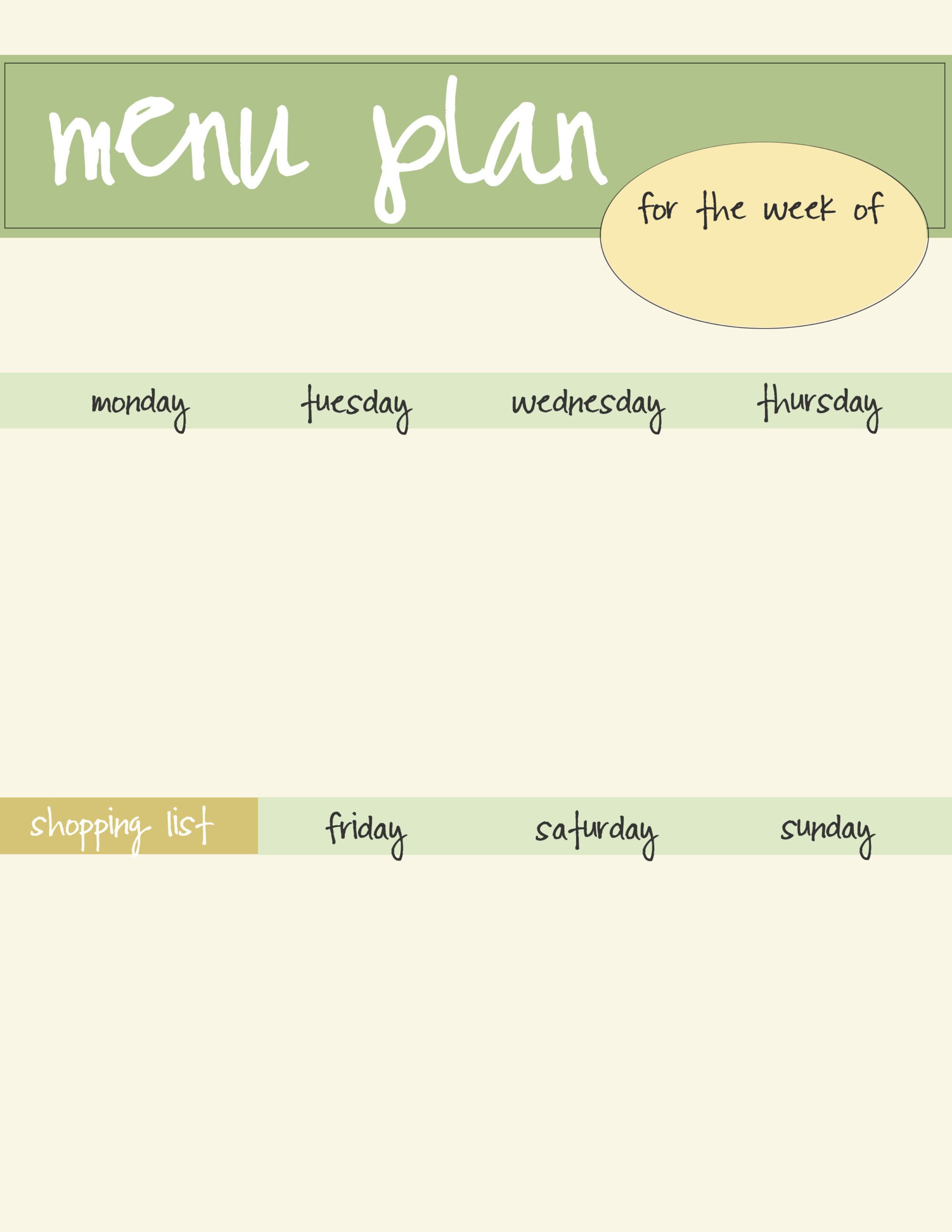 Meal Planning Template Free Download