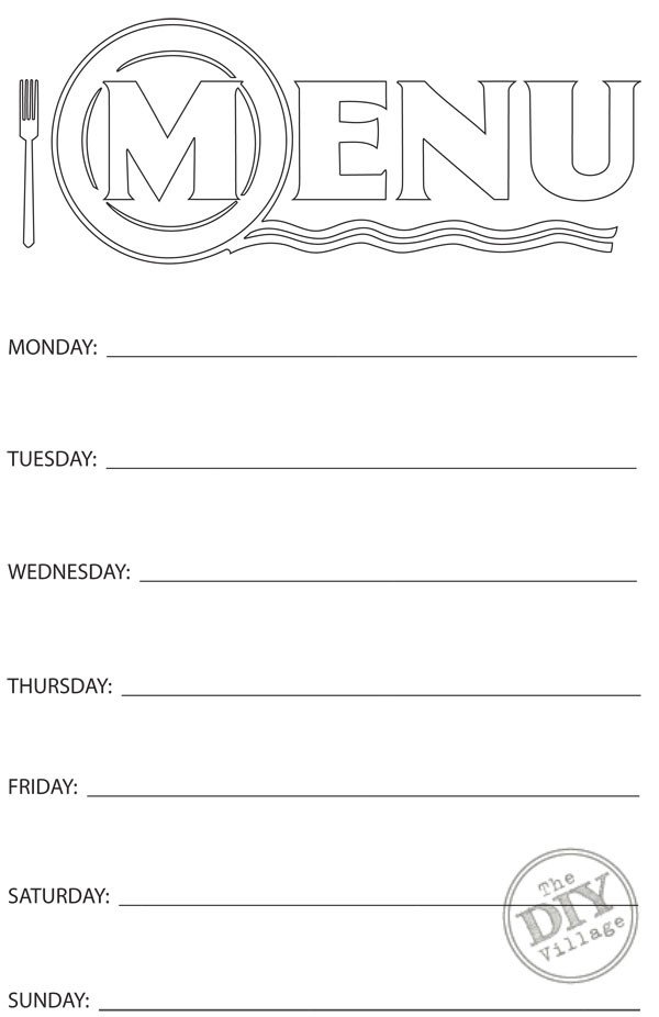 Printable Weekly Menu Planner