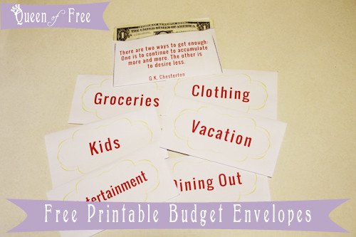 FREE Printable Cash Envelopes Queen of Free