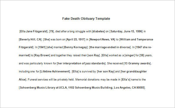 9 Death Obituary Templates DOC PDF PSD
