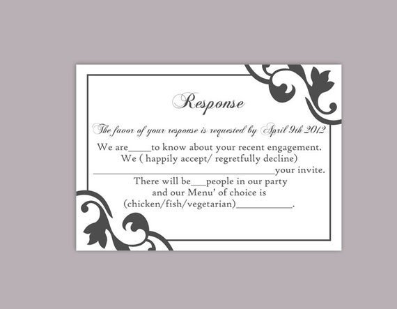 DIY Wedding RSVP Template Editable Text Word File Instant