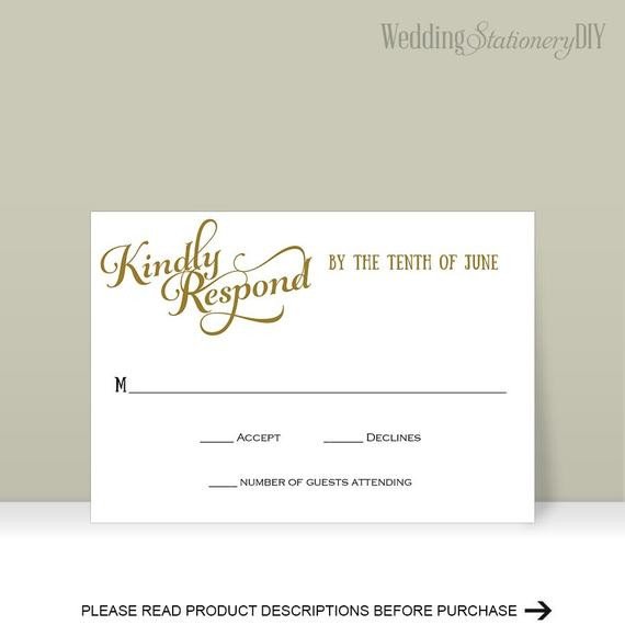 RSVP cards Printable Wedding RSVP cards Response cards DIY