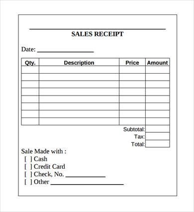 Sales Receipt Template Printable Receipt Template Excel