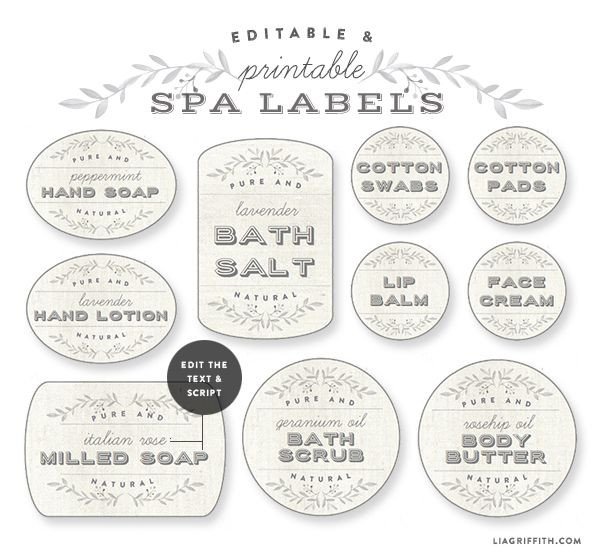 Printable Spa Labels in a French Laundry Style