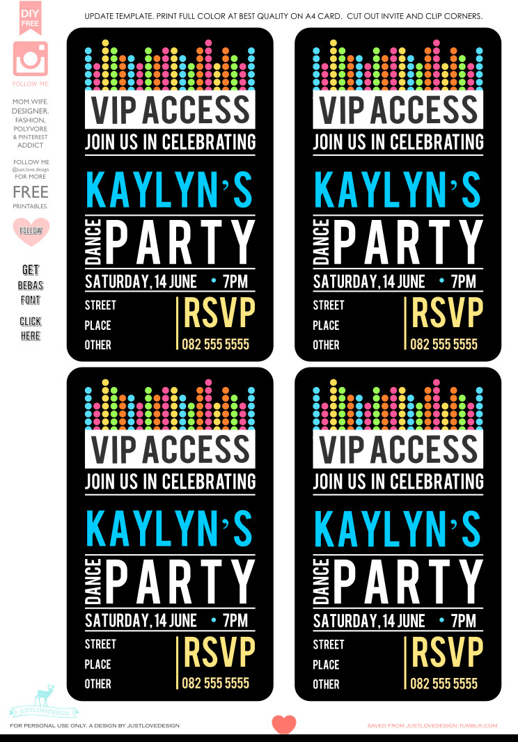 DIY FREE VIP PARTY INVITE TEMPLATE Hi all thank you all