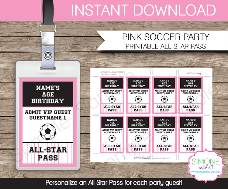 Soccer Birthday Party All Star VIP Passes template