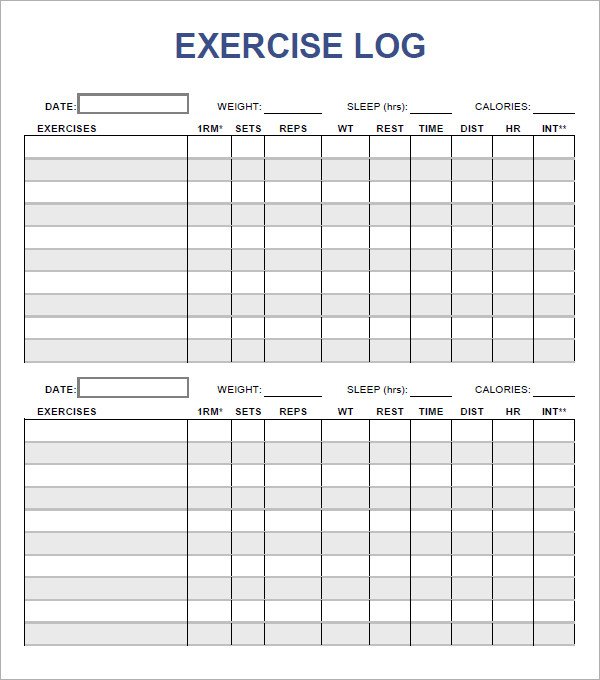 15 free printable workout log sheets