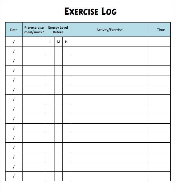 Exercise Log Template 7 Free Pdf Doc Download