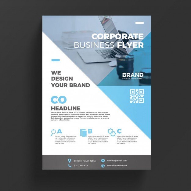 Blue corporate business flyer template PSD file