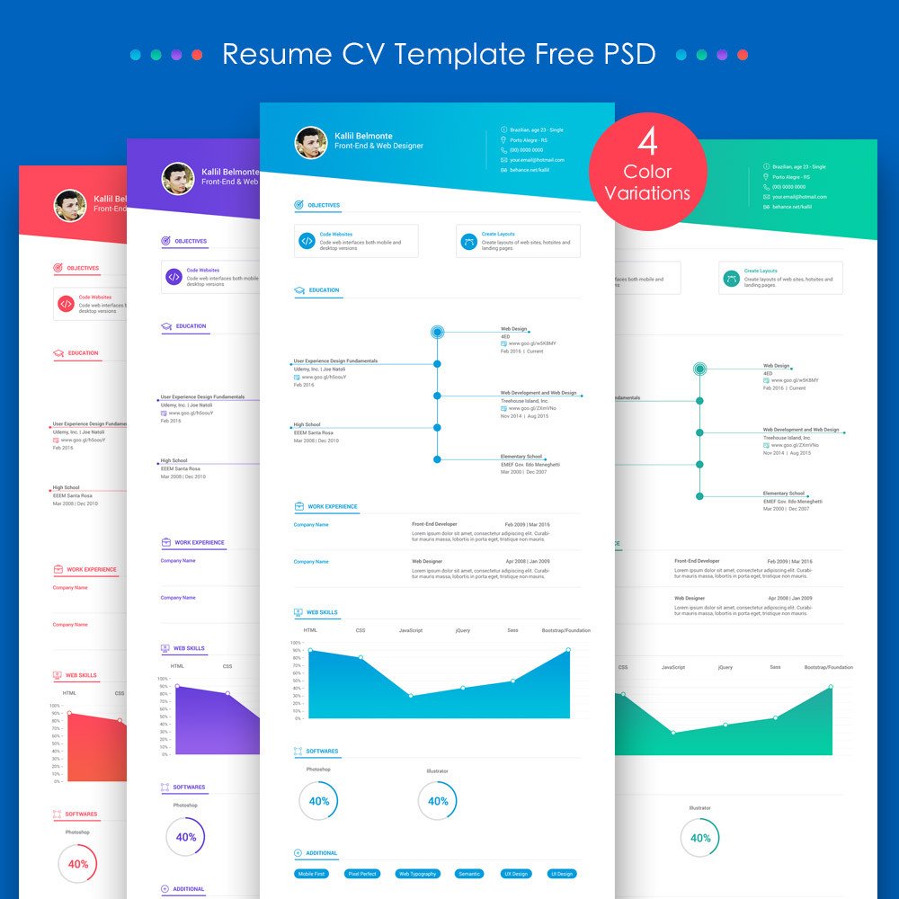 25 Best Free Resume CV Templates PSD Download PSD